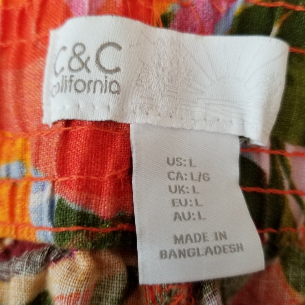 C&C California Linen Tropical Cropped Wide Leg Pants Large NWT - Picture 7 of 9